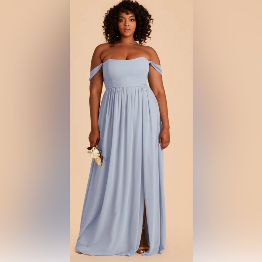 Birdie Grey NWT August Chiffon Dusty Blue Strapless Dress